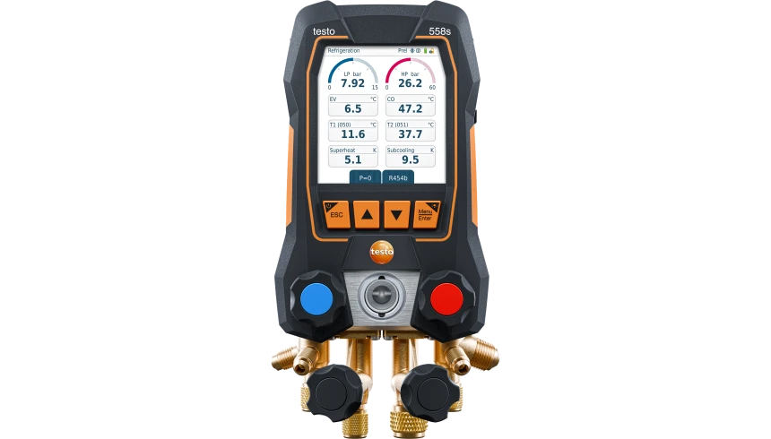testo 558s - Digital manifold with 4-way valve block and intuitive touchscreen